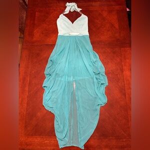Bebe Aqua Halter Asymmetrical Dress 6